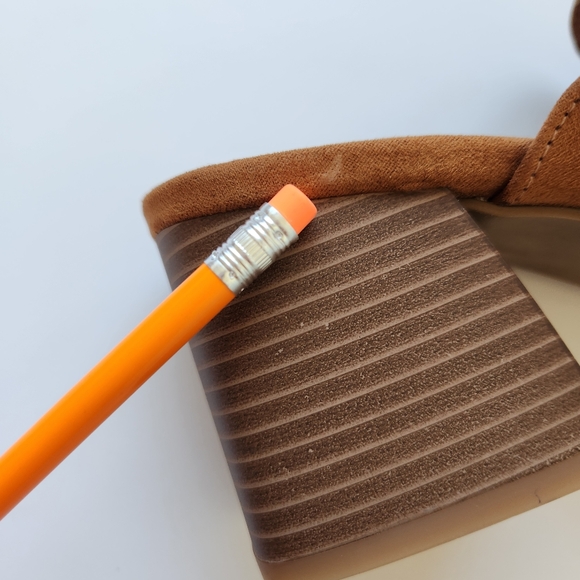 Anne Klein Brown Block Heel Mules Faux Suede Buckle Slip On Business Casual 10 - Picture 14 of 14